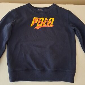 Polo Ralph Lauren‎ Kids Navy Blue Graphic Logo Fleece Sweatshirt Size 7